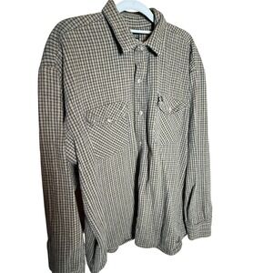 Codet Flannel Shirt Mens XL Green Navy Excellent Made in USA Plaid Workwear